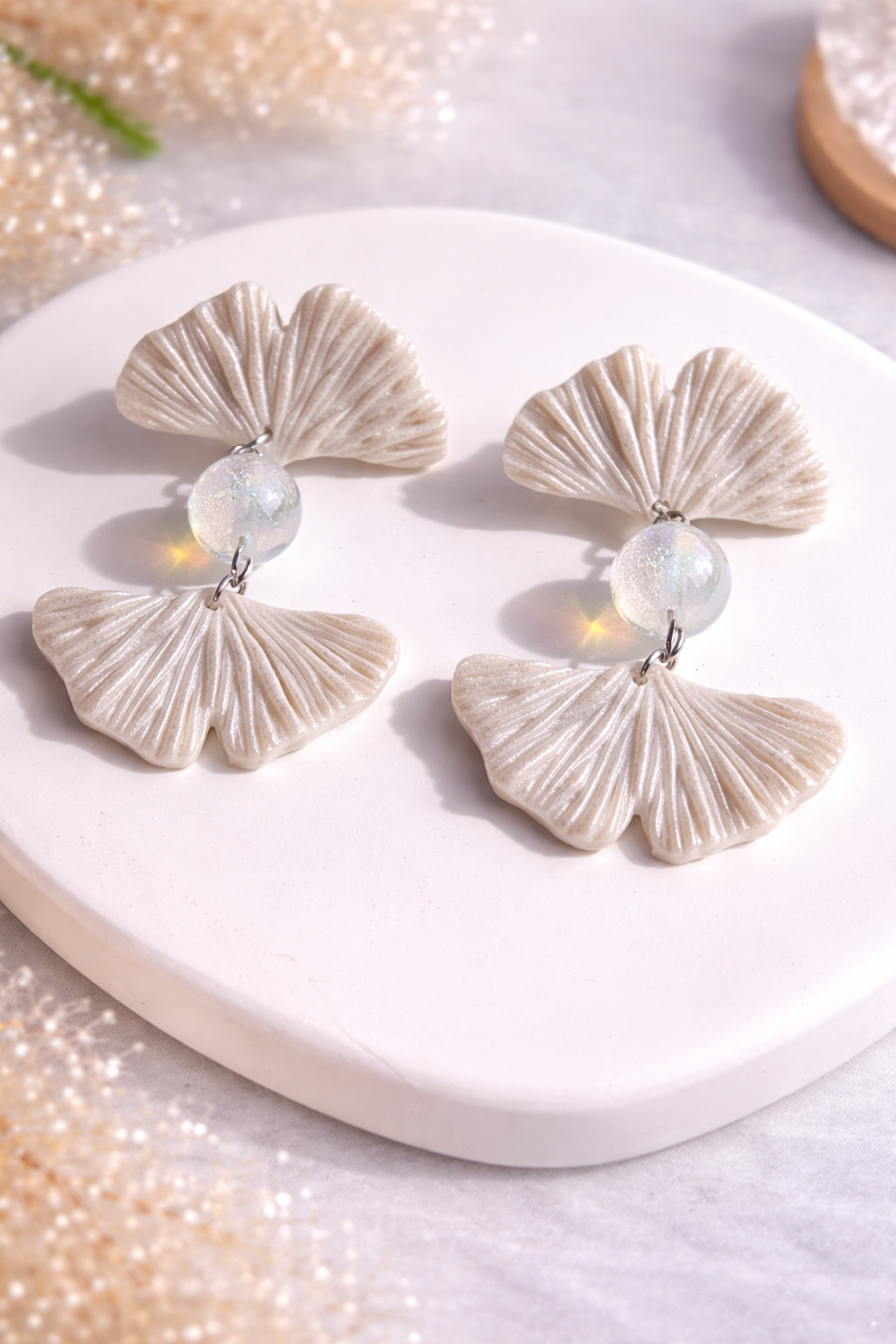 Handgemachte Blüten Ohrringe – Polymer Clay Statement Ohrringe mit Perle | Elegant & Leicht | ClayJex Clayjex